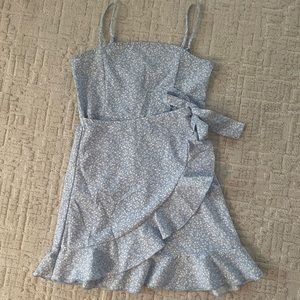 light blue and white flower print dress